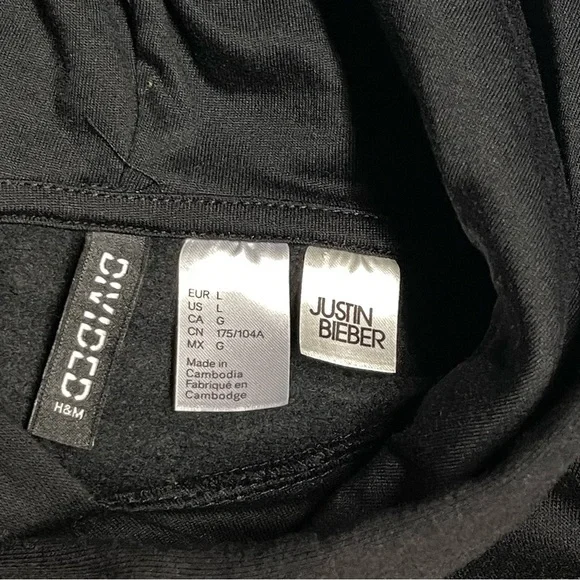 Justin Bieber Purpose Stadium Tour Black Cropped Hoodie Sweatshirt Womens Large - Picture 5 of 9